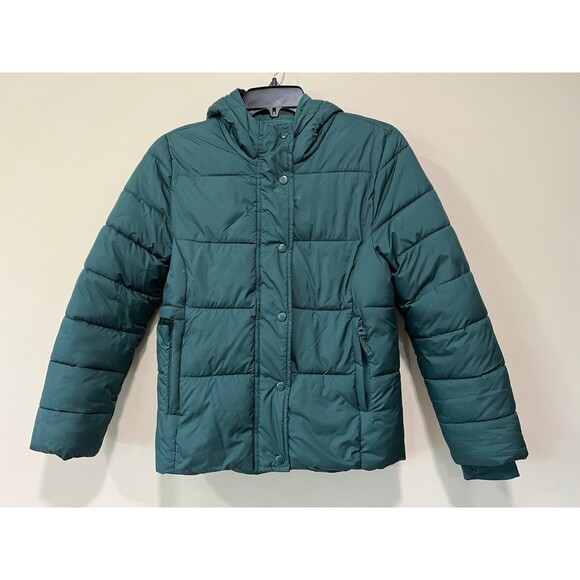sz XL 12 - Girls Puffer Snow Jacket Winter Coat in Peacock Blue/Green - Picture 3 of 7